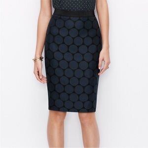 Ann Taylor Navy Circle Pattern Pencil Skirt